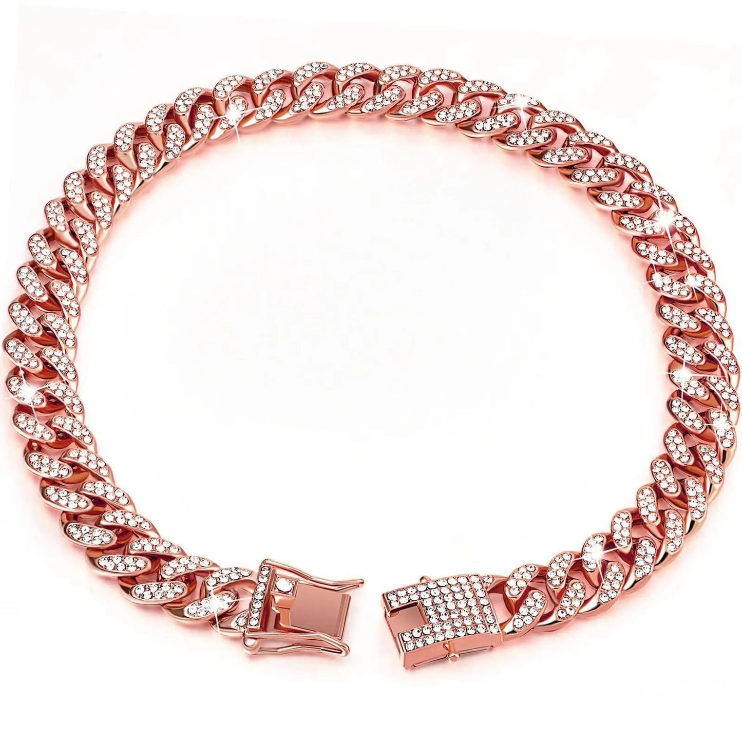 Collar con cadena para perro con diamantes de imitación y hebilla segura, 1 unidad. Accesorio de moda para mascotas pequeñas, medianas y grandes. Accesorio de estilismo para mascotas.