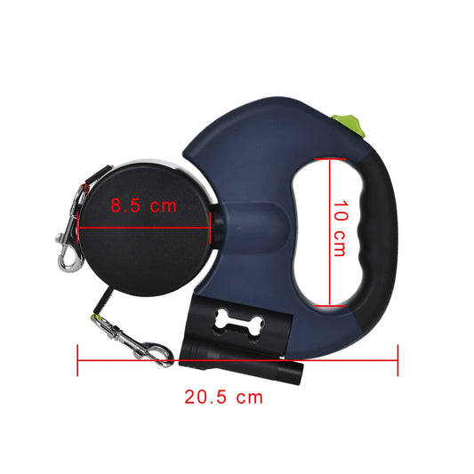 Correa retráctil 3M para perros pequeños, reflectante, doble, con giro de 360°, antienredos, para pasear perros, con luces.