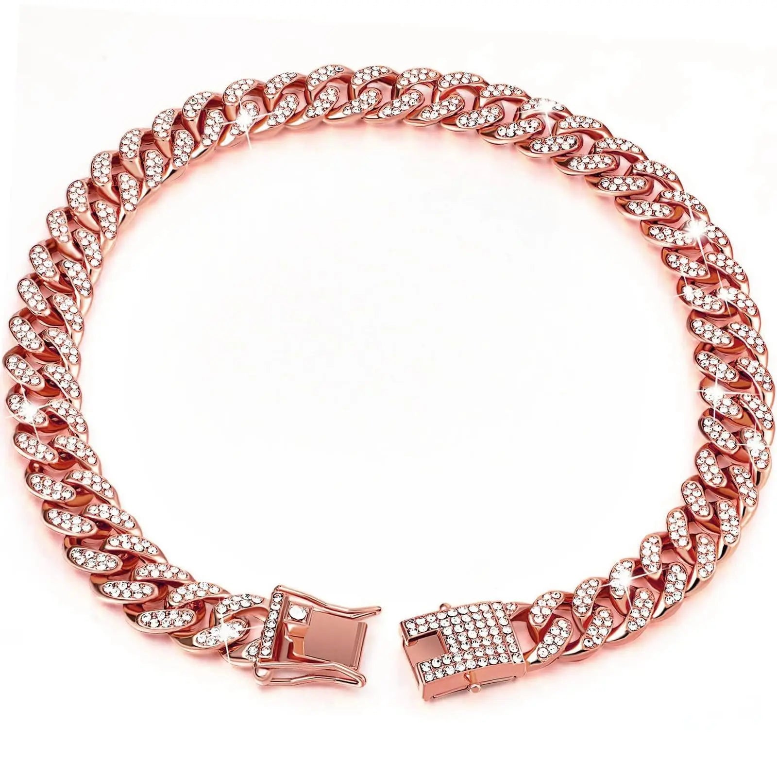 Collar con cadena para perro con diamantes de imitación y hebilla segura, 1 unidad. Accesorio de moda para mascotas pequeñas, medianas y grandes. Accesorio de estilismo para mascotas.